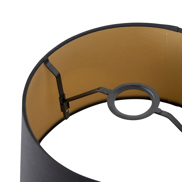 QAZQA Katoenen lampenkap zwart 32|25|18 met gouden binnenkant