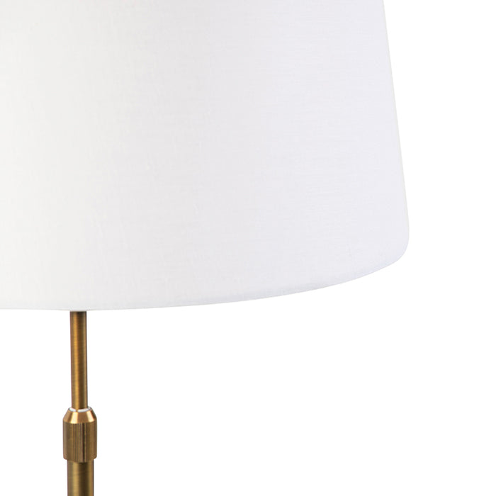 QAZQA Bronze tafellamp met linnen kap wit 35cm - Parte
