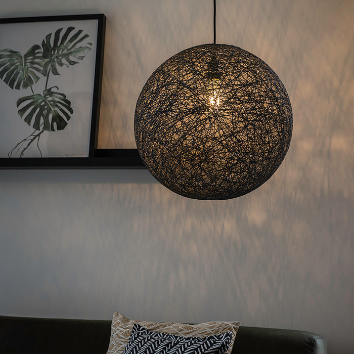 QAZQA Design hanglamp zwart bol 45cm - Corda