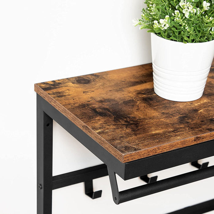 Furnilux - Wand kapstok met plank - wandrek met 10 haken en stangen