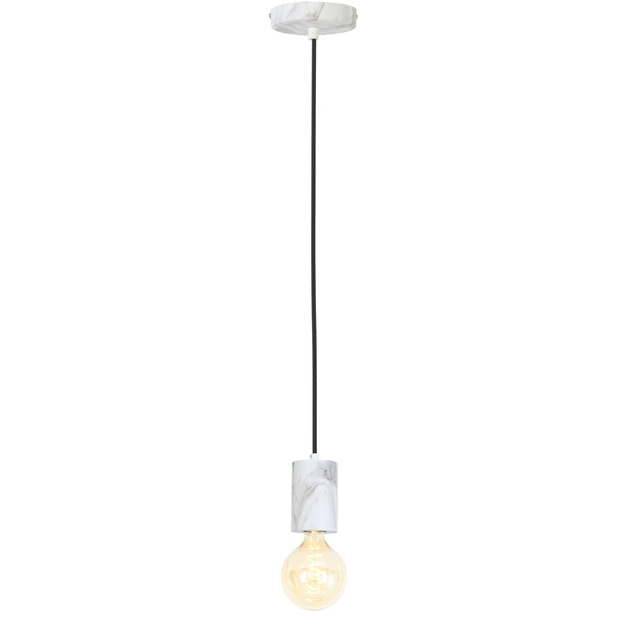 Light & Living Hanglamp Vidar 1L - Wit Marmer Print + Lichtbron