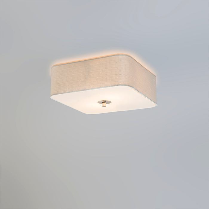QAZQA Plafondlamp drum jute - Wit - Modern - L 300mm