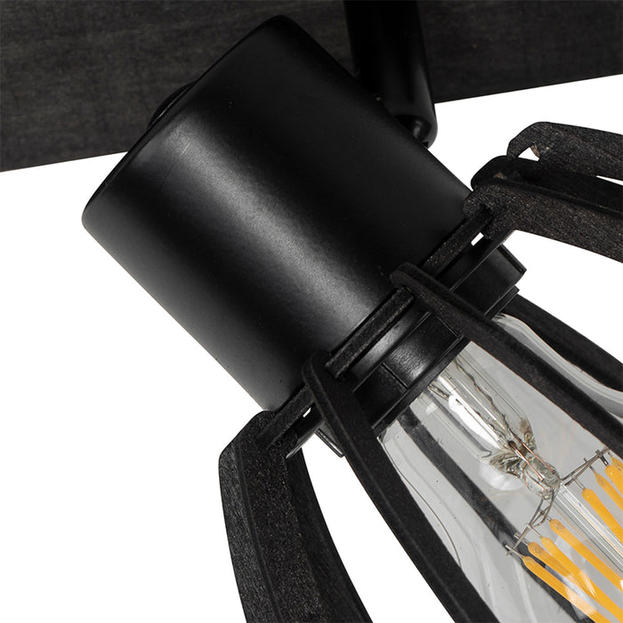 QAZQA Industriële plafondlamp zwart 2-lichts - Fotu