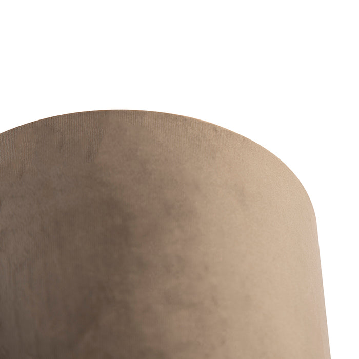 QAZQA Plafondlamp met velours kap taupe met goud 20 cm - Combi zwart