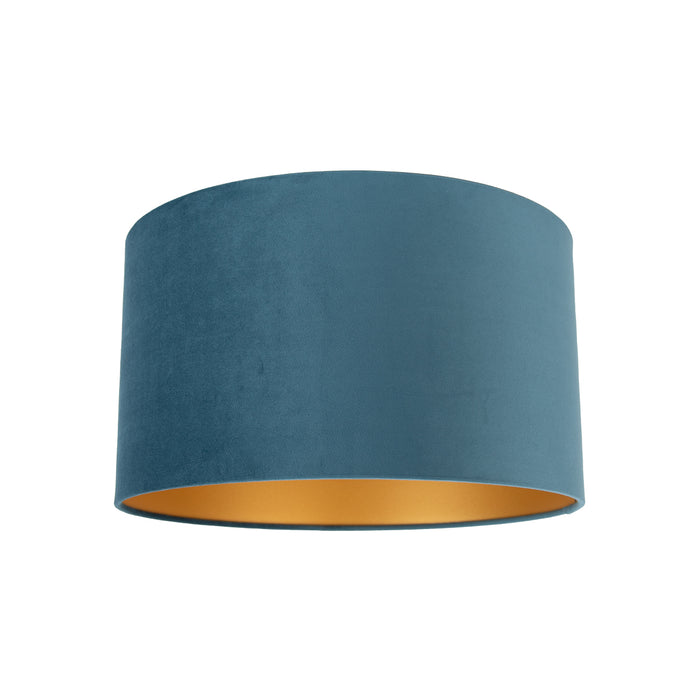 QAZQA Velours lampenkap blauw 35|35|20 met gouden binnenkant