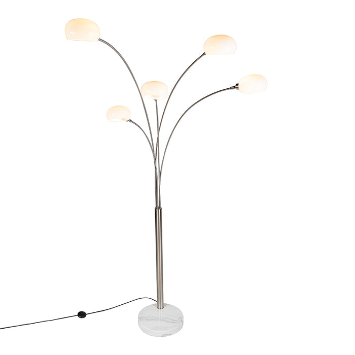 QAZQA Design vloerlamp staal 5-lichts - Sixties Marmo
