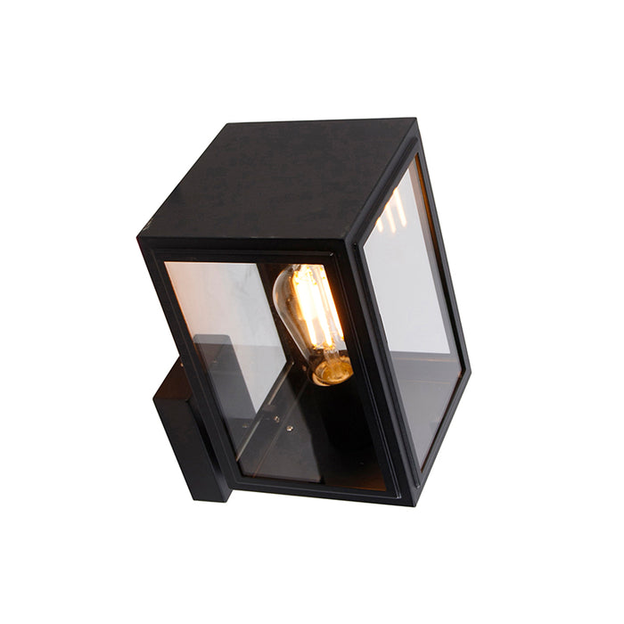QAZQA Landelijke wandlamp zwart IP44 - Sutton Up