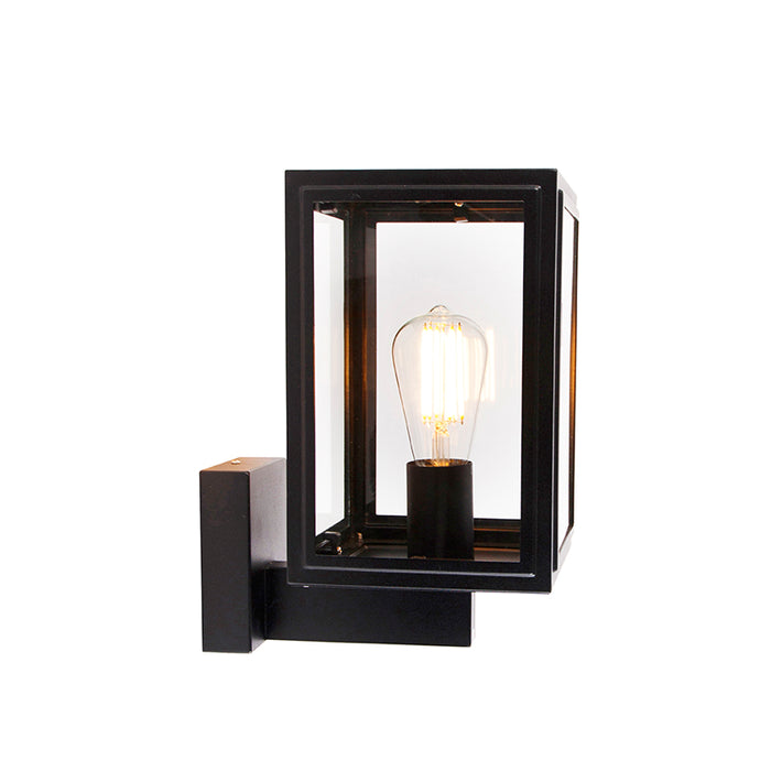 QAZQA Landelijke wandlamp zwart IP44 - Sutton Up