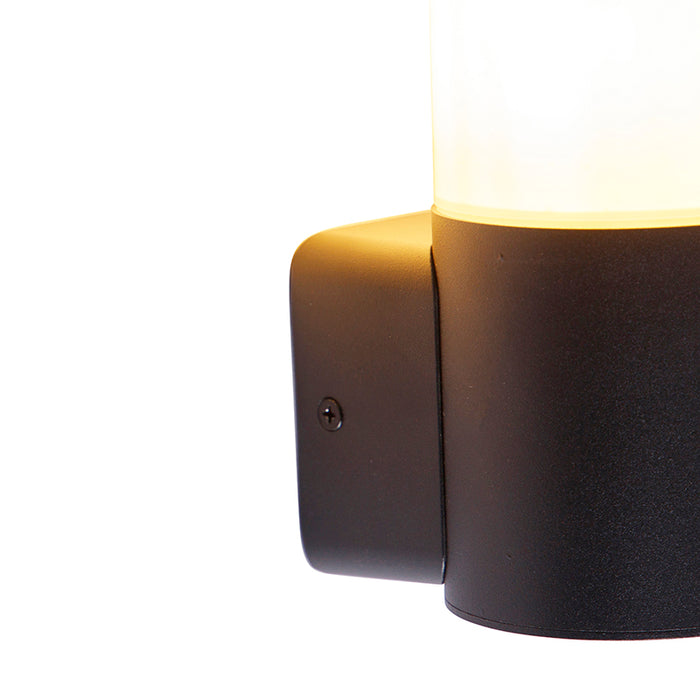 QAZQA Moderne buiten wandlamp zwart met opaal kap IP44 - Odense