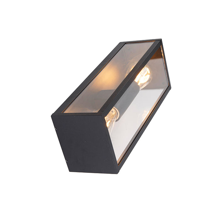 QAZQA Industriële wandlamp zwart 38 cm 2-lichts IP44 - Charlois