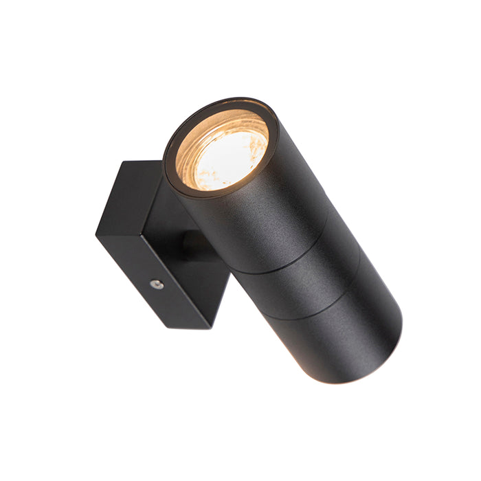 QAZQA Set van 2 buitenwandlampen zwart IP44 - Duo