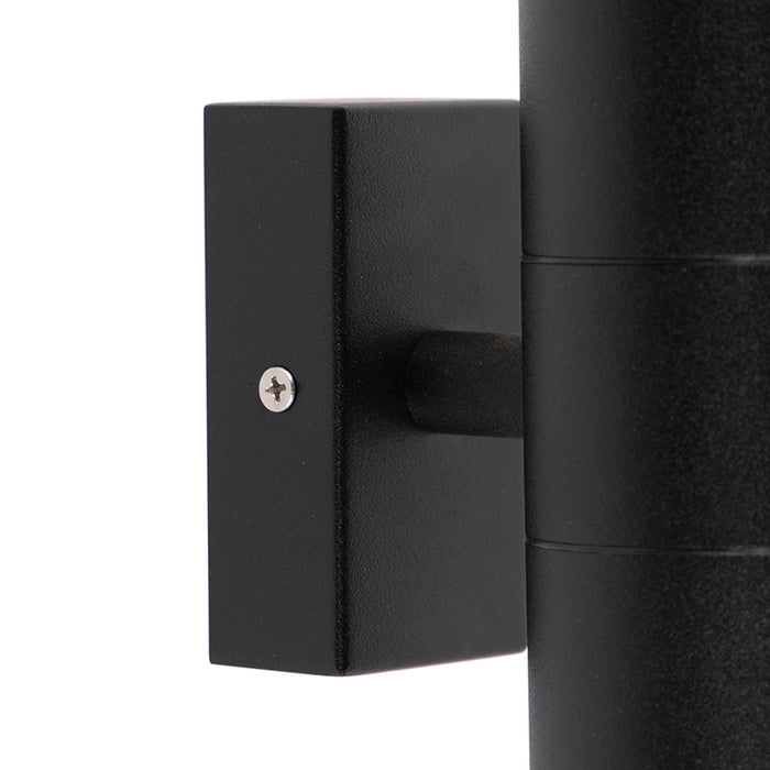 QAZQA Set van 2 buitenwandlampen zwart IP44 - Duo
