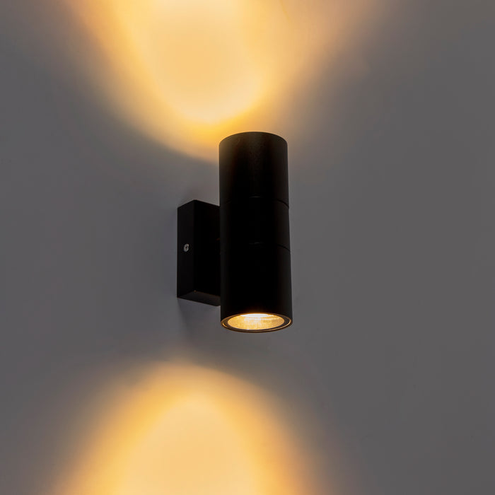 QAZQA Set van 2 buitenwandlampen zwart IP44 - Duo