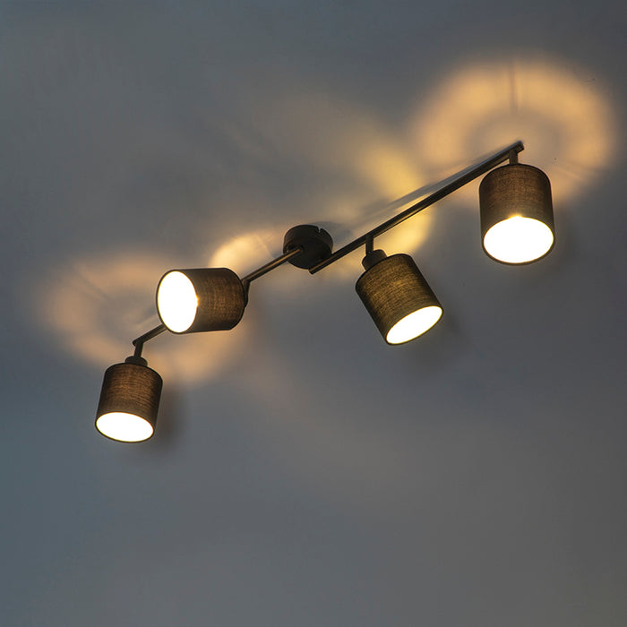 QAZQA Moderne plafondlamp zwart 89,5 cm 4-lichts verstelbaar - Hetta