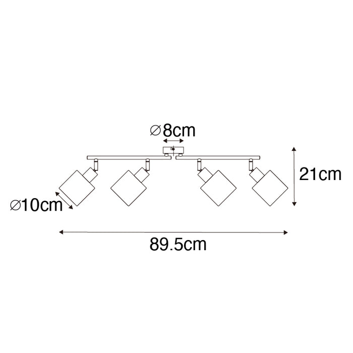 QAZQA Moderne plafondlamp zwart 89,5 cm 4-lichts verstelbaar - Hetta