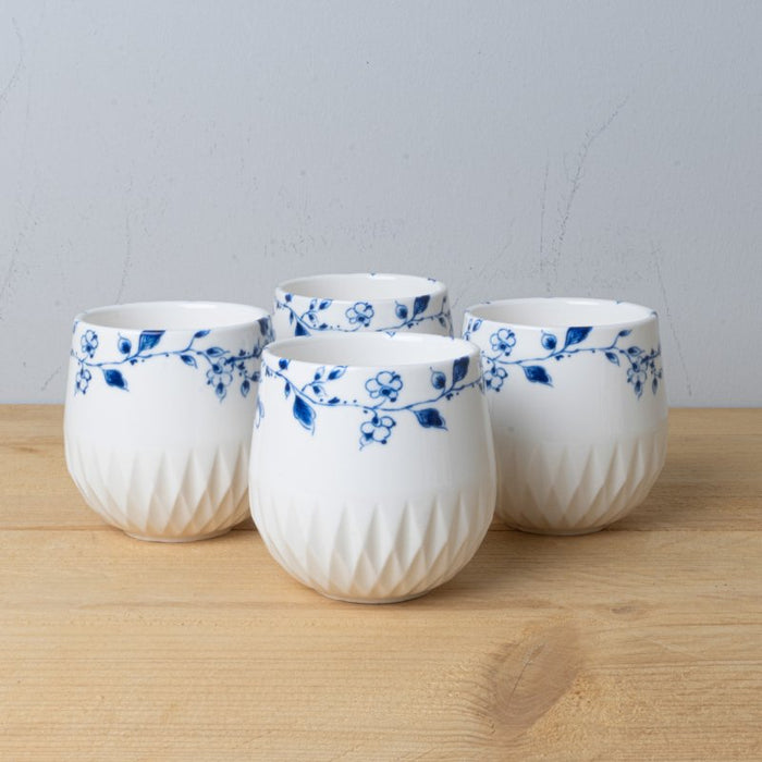 Heinen Delfts Blauw Blauw Vouw Koffiekop 4 st 0,2 L