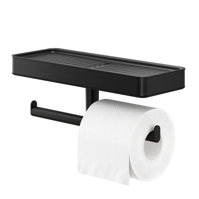 Tiger Carv Toiletrolhouder met Planchet - Zwart