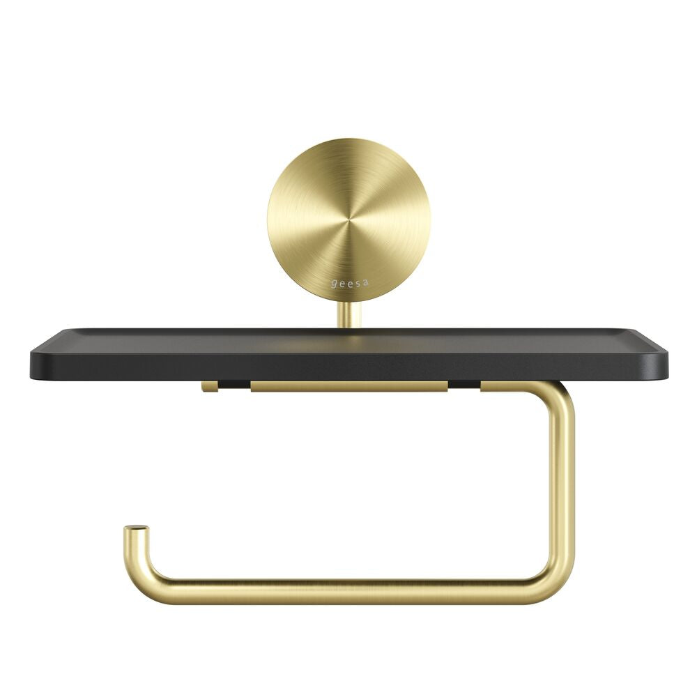 Geesa Opal Toiletrolhouder met Planchet - Goud Geborsteld