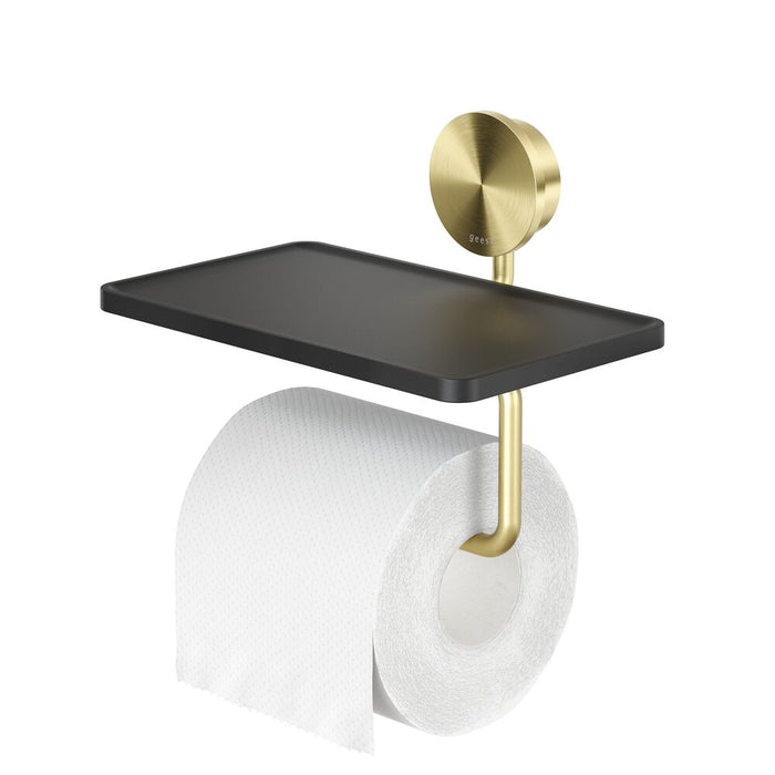 Geesa Opal Toiletrolhouder met Planchet - Goud Geborsteld