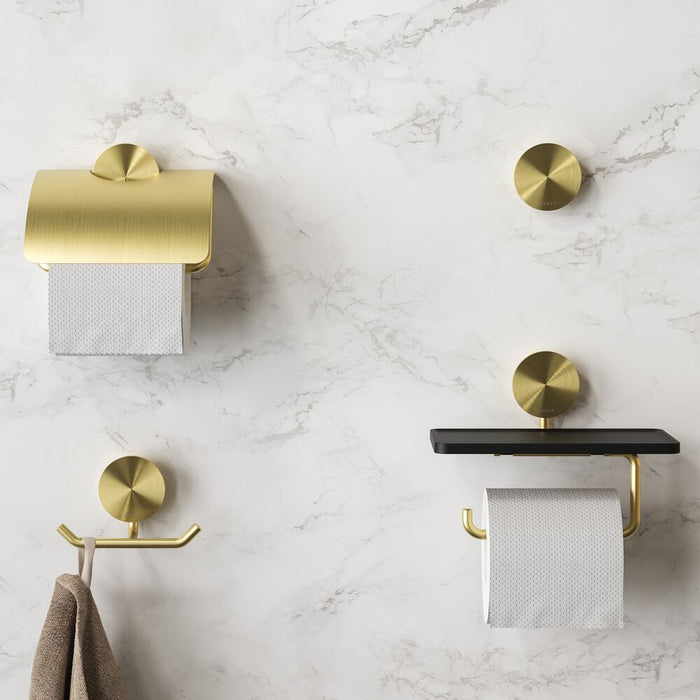 Geesa Opal Toiletrolhouder met Planchet - Goud Geborsteld
