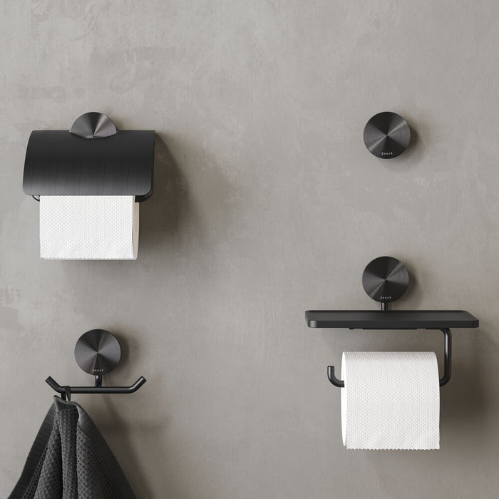 Geesa Opal Toiletrolhouder met Planchet - Zwart Metaal Geborsteld