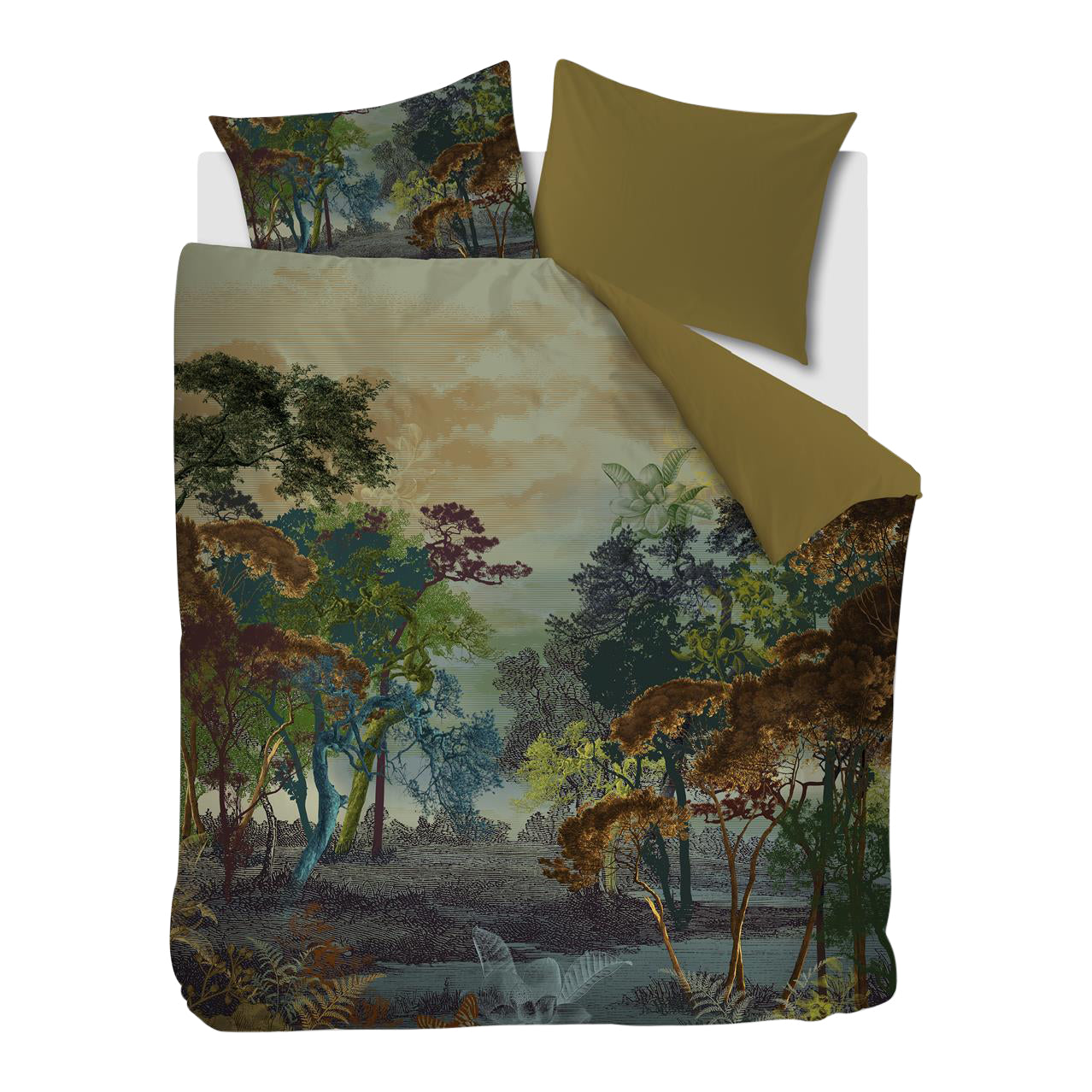 Kardol Forest Gate Dekbedovertrek 240 x 200/220 cm - Olijfgroen