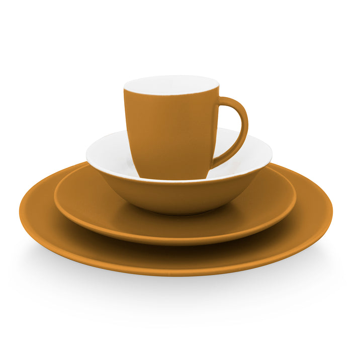 vtwonen Raw Matt Serviesset 16-delig - Caramel/Wit