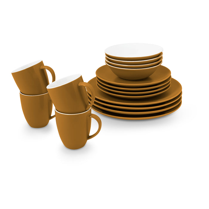 vtwonen Raw Matt Serviesset 16-delig - Caramel/Wit