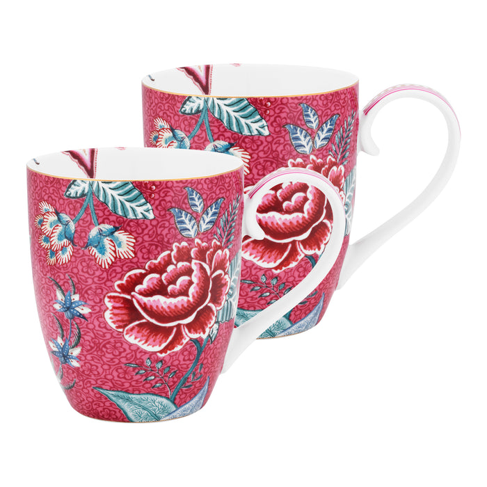 Pip Studio Flower Festival Beker XL - Set van 2 - Donkerroze