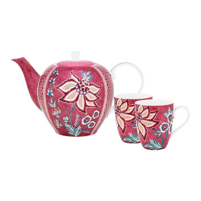 Pip Studio Flower Festival Theeset Large - Set van 3 - Donkerroze