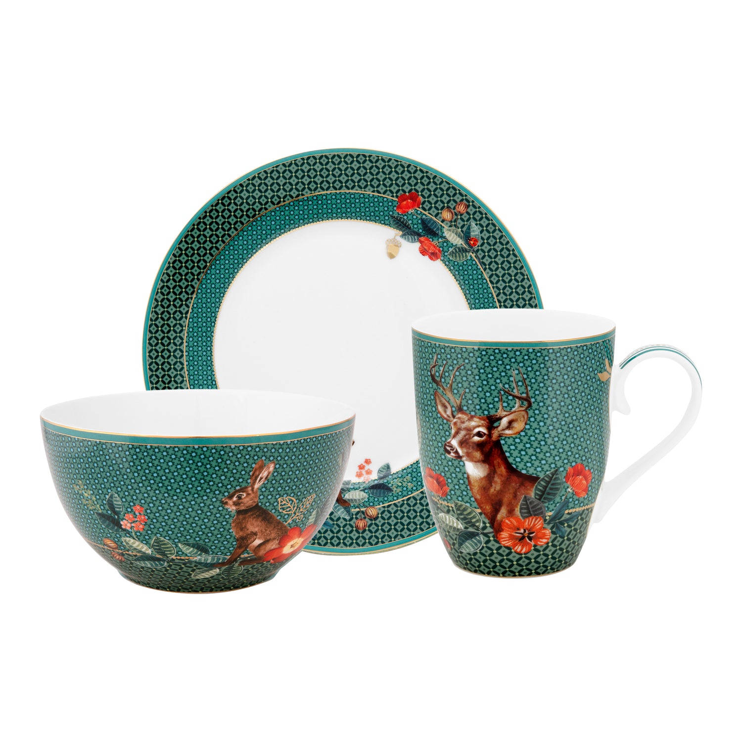 Pip Studio Winter Wonderland Ontbijtset - Set van 3 - Groen