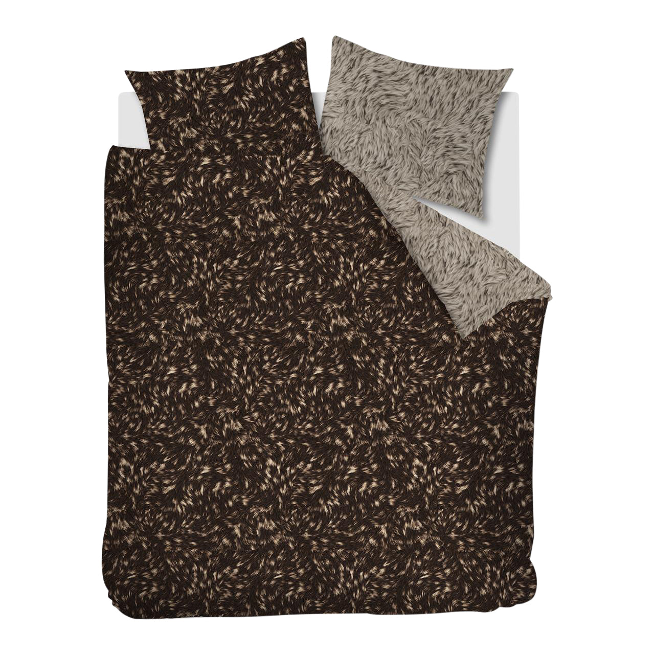 Rivièra Maison Fauxy Fur Dekbedovertrek 240 x 200/220 cm - Bruin