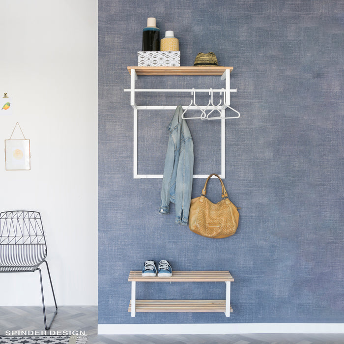 Spinder Design Rizzoli Wandkapstok - Wit / Eiken