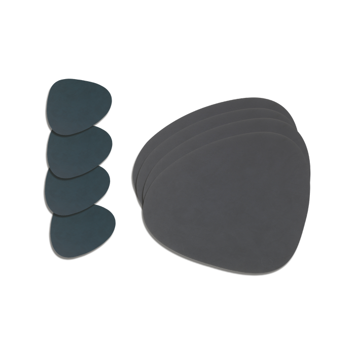 LIND DNA Nupo Curve Placemats 4 st. + Onderzetters 4 st.- Anthracite