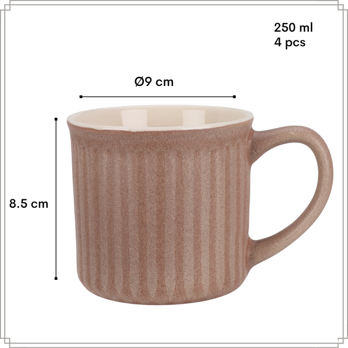 OTIX Koffiekopjes met Oor Set van 4 Koffietassen 250ml Theemok Aard...