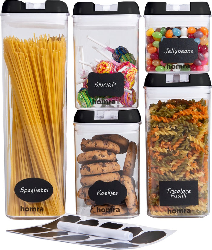 Homra Freshbox Zwart - set van 14 voorraadpotten