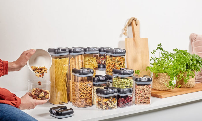 Homra Freshbox Zwart - set van 14 voorraadpotten