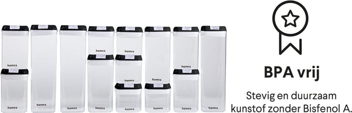 Homra Freshbox Zwart - set van 14 voorraadpotten