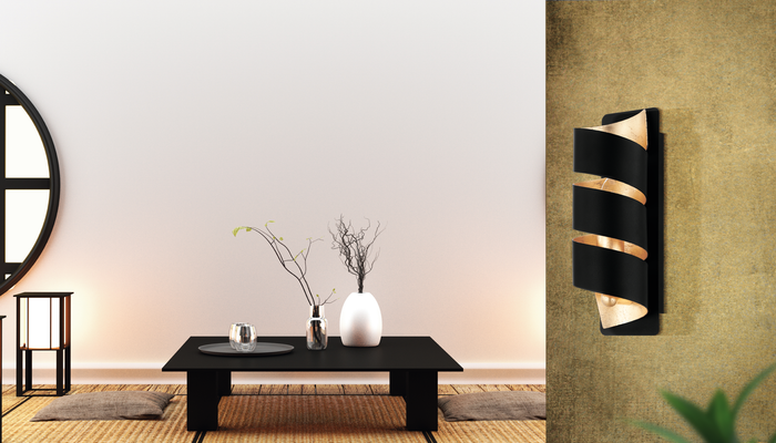 EGLO Elizondo Wandlamp - E14 - 27 cm - Zwart|Goud