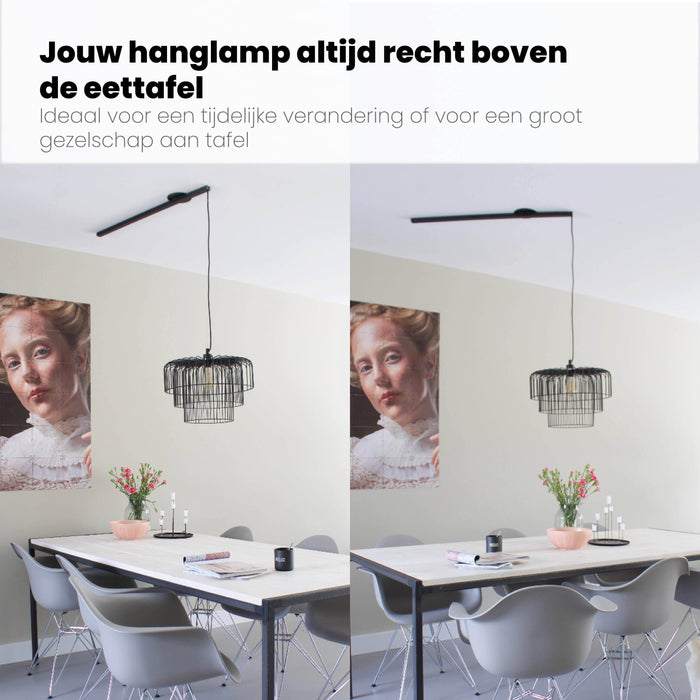 Lightswing® Single Ophangsysteem voor één Hanglamp - Mat zwart 110cm