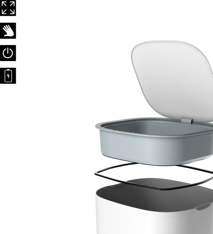 StangVollby Bredbyn prullenbak met sensor - 9L - Wit
