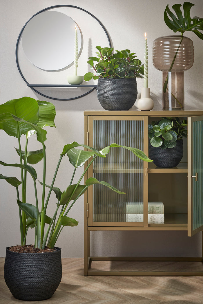 Mica Decorations Phoenix Wandspiegel - B11 x Ø58 cm - Metaal - Zwart