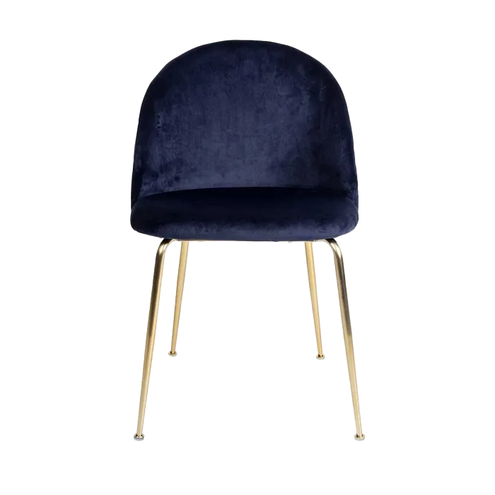 Artichok Aniek Eetkamerstoel Velvet Blauw - Gouden Poten