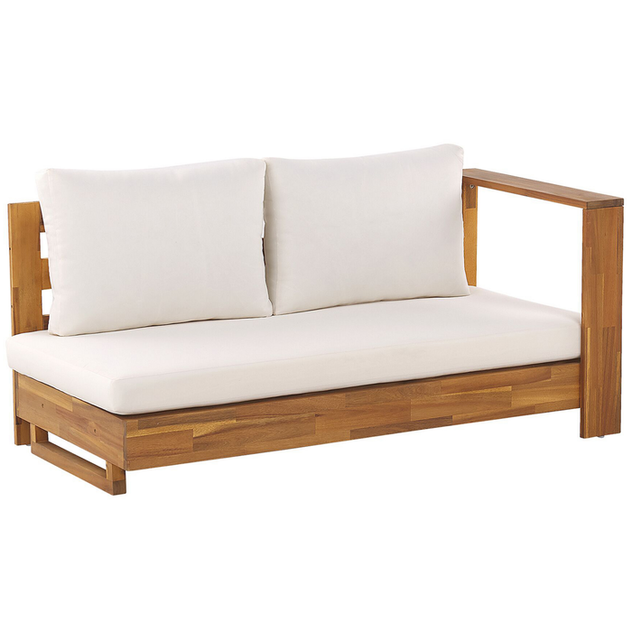 Beliani-MARETTIMO-Loungeset voor 5-Lichte houtkleur|Creme-Acaciahout