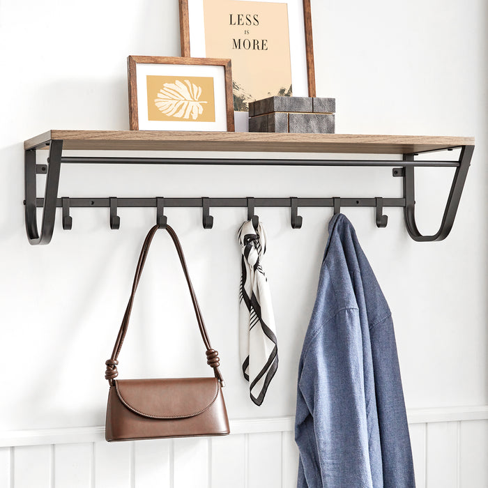 Lange Kapstok voor de Muur of Wand - 90 cm Lang - Essenhout bruin