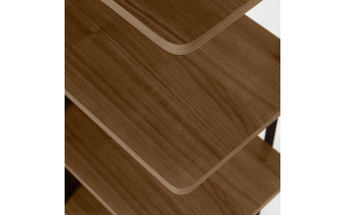 Kave Home - Nadyria plank in notenhoutfineer en staal met zwarte