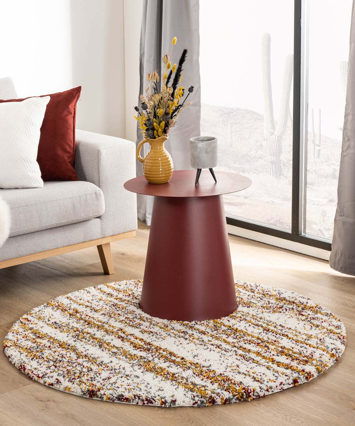 Boho&me Rond hoogpolig vloerkleed strepen Artisan - wit|multi - 240 cm