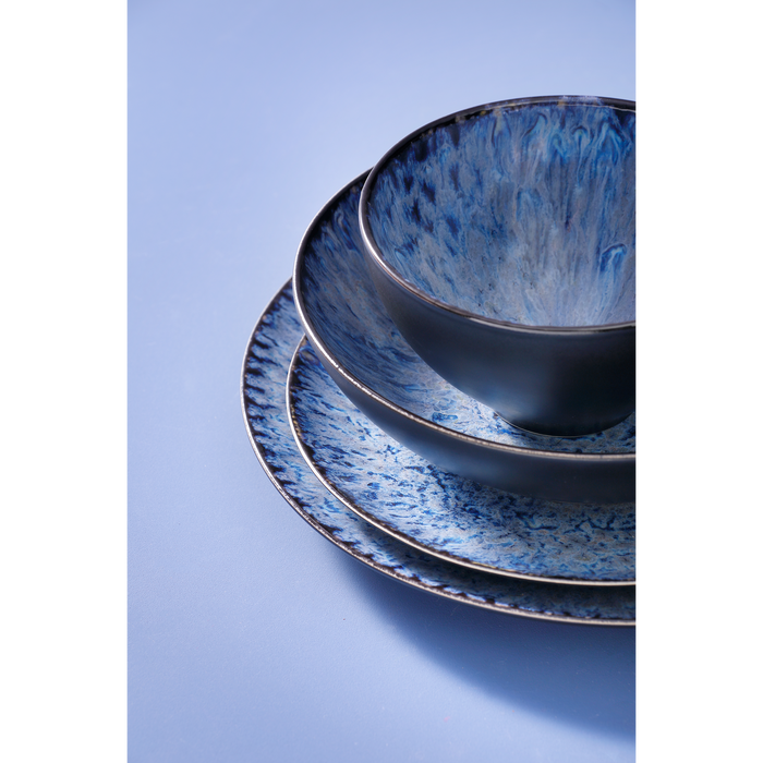 Palmer Serviesset Lester Stoneware 6-persoons 24-delig Zwart Blauw