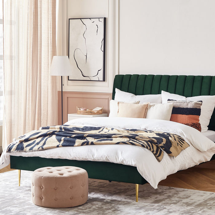 Beliani-MARVILLE -Tweepersoonsbed-Smaragdgroen-180 x 200 cm-Fluweel