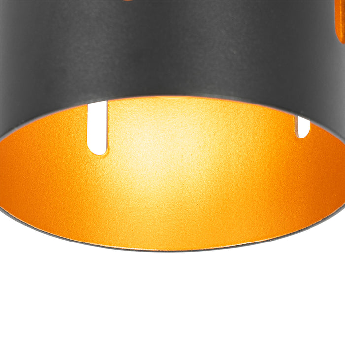 QAZQA Design plafondlamp zwart met gouden binnenkant - Yana